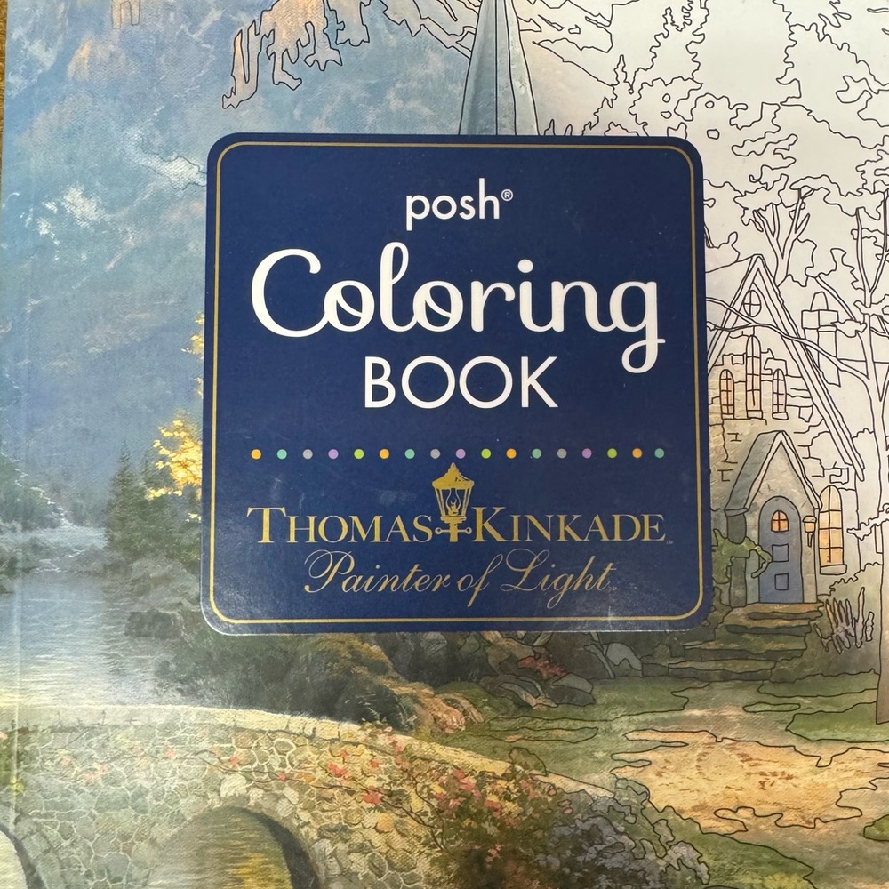 Thomas Kinkade Coloring Book with Blue and Green Hues